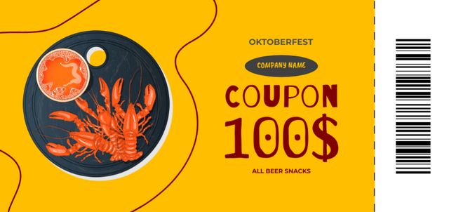 Special Offer on Oktoberfest with Tasty Dish Coupon Din Large Design Template