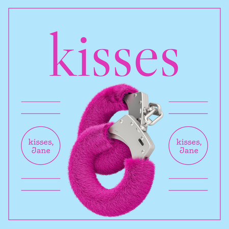 Cute Fluffy Handcuffs for Valentine's Day Instagram Design Template