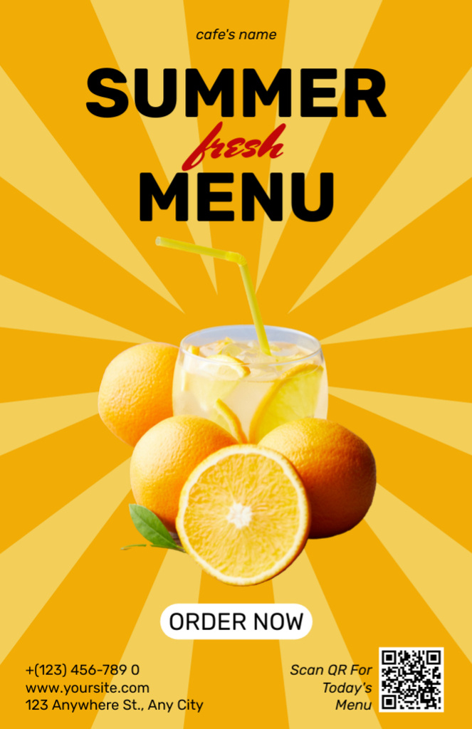 Summer Menu of Fresh Drinks Recipe Card Design Template