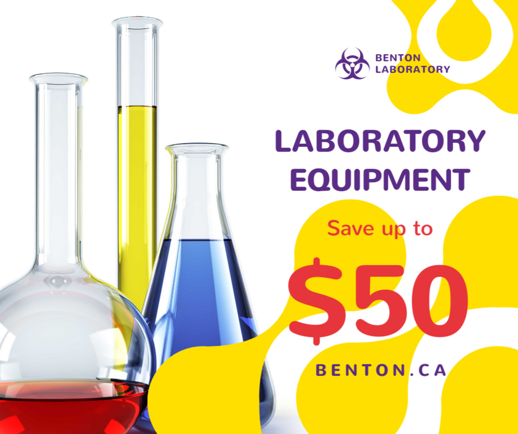Designvorlage Laboratory Equipment Sale Glass Flasks für Facebook