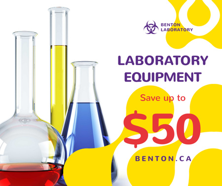 Laboratory Equipment Sale Glass Flasks Facebook Design Template