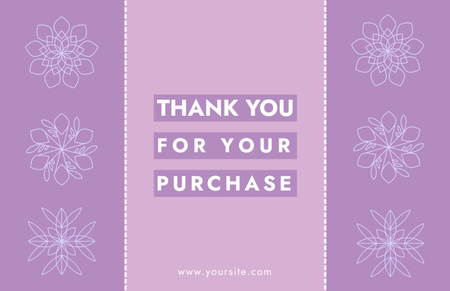 Plantilla de diseño de Thank You Message with Geometric Flowers on Purple Thank You Card 5.5x8.5in 