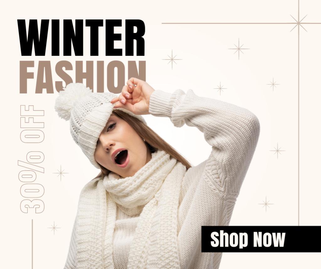 Winter Fashion Collection Sale Announcement for Women Facebook Πρότυπο σχεδίασης