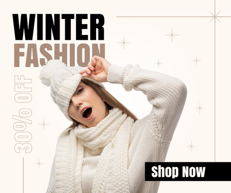 Platilla de diseño Winter Fashion Collection Sale Announcement for Women Facebook