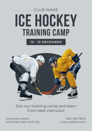 Hockey Training Camp Advertisement Poster Design Template