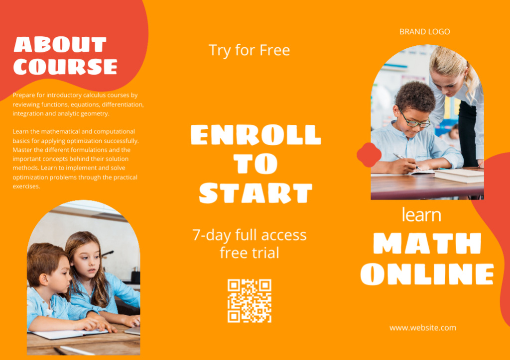Online Math Courses for Cute Kids Brochure Design Template