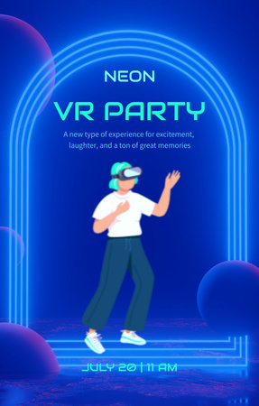 Virtual Party Announcement Invitation 4.6x7.2in Design Template