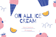 Gift Card with Ice Cream and Fruits