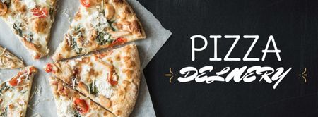 Designvorlage pizzeria bietet heiße pizzastücke für Facebook cover