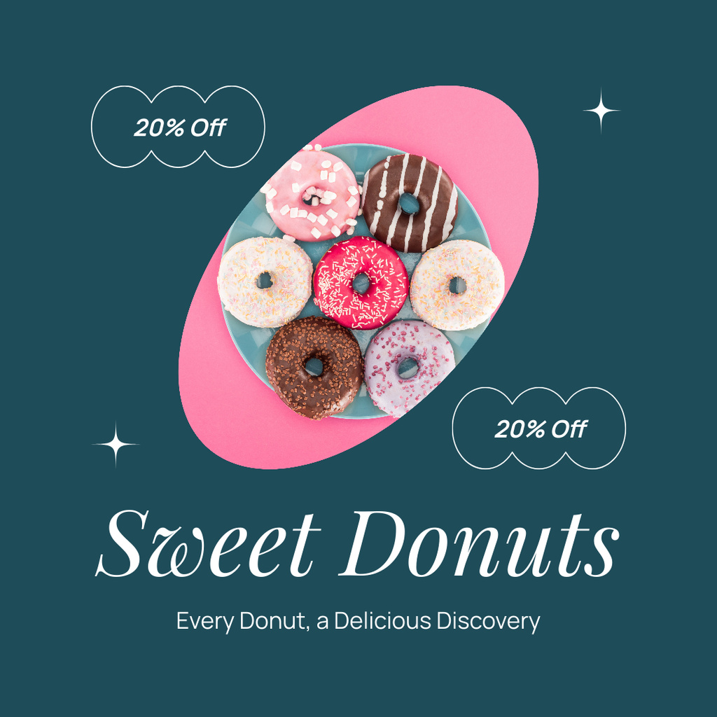 Ontwerpsjabloon van Instagram van Offer of Sweet Yummy Doughnuts