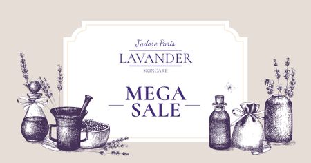 Designvorlage Lavender Skincare Discount Sale Offer für Facebook AD