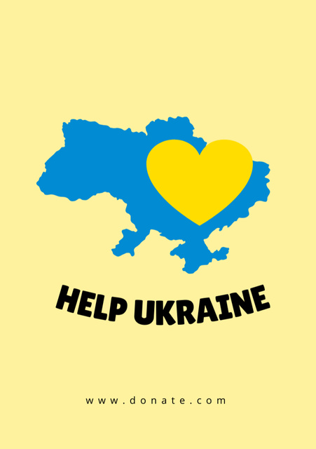 Motivation of Helping Ukraine with Yellow Heart Flyer A5 Design Template