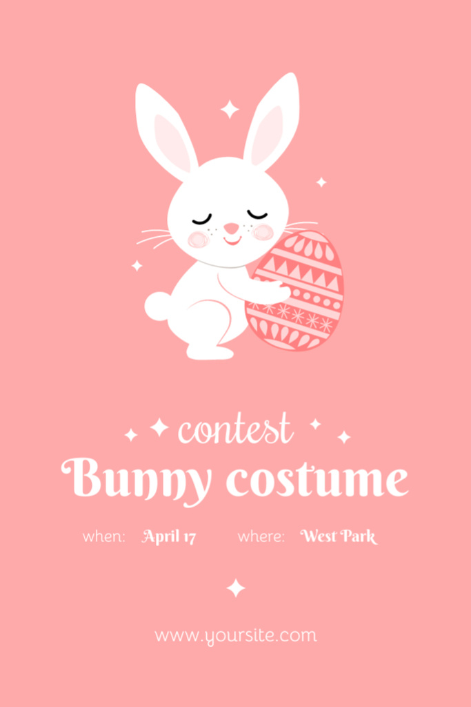 Easter Holiday with Cute Bunny Flyer 4x6in Design Template