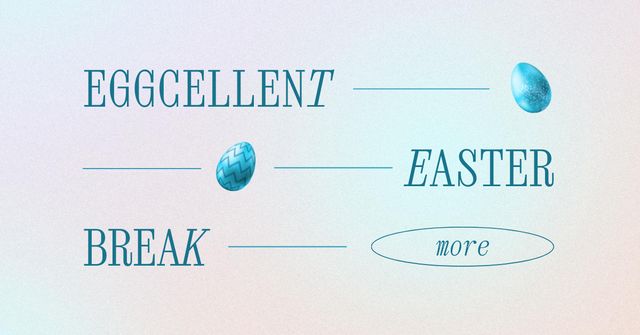 Minimalist Announcement of Egg Party on Blue Facebook AD Design Template
