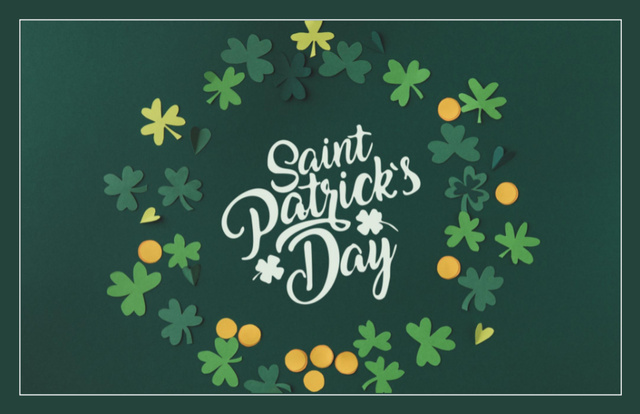 Greeting for Happy St. Patrick's Day Thank You Card 5.5x8.5in Design Template