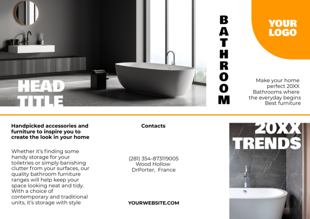 Minimalistic Bathroom Accessories And Furniture Offer Brochure – шаблон для дизайну
