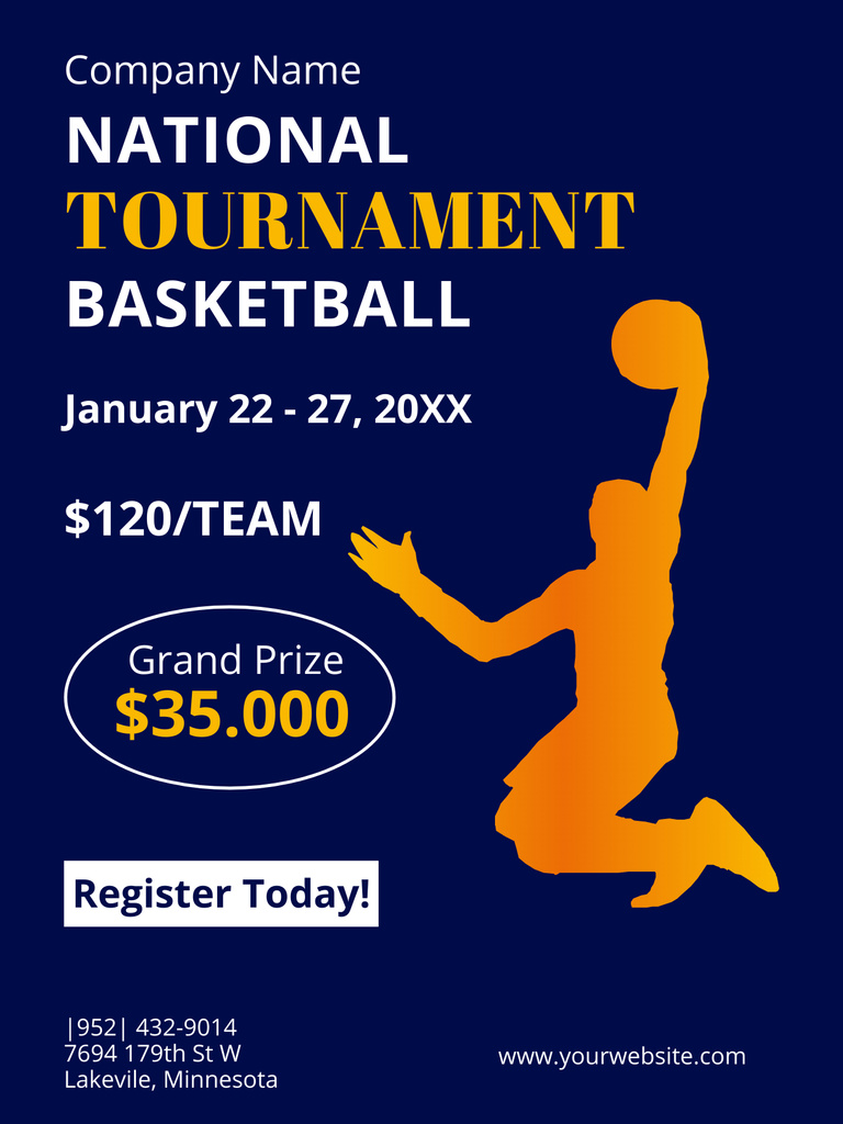 National Basketball Tournament Ad Poster US – шаблон для дизайну