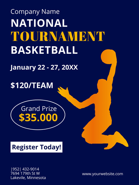 Designvorlage National Basketball Tournament Ad für Poster US