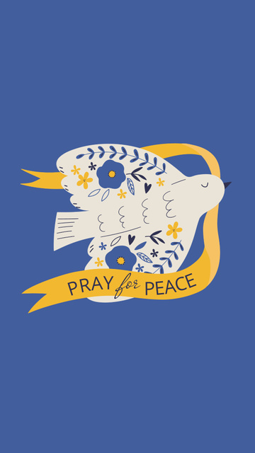 Pigeon with Phrase Pray for Peace in Ukraine Instagram Story – шаблон для дизайна