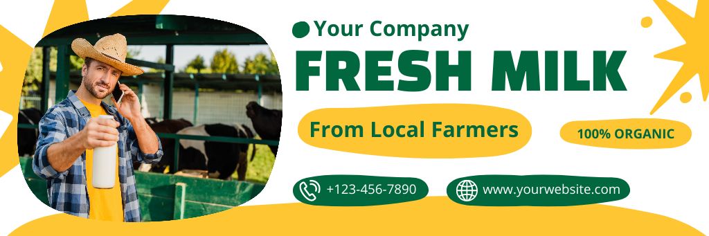 Fresh Milk from Local Farming Email header Πρότυπο σχεδίασης