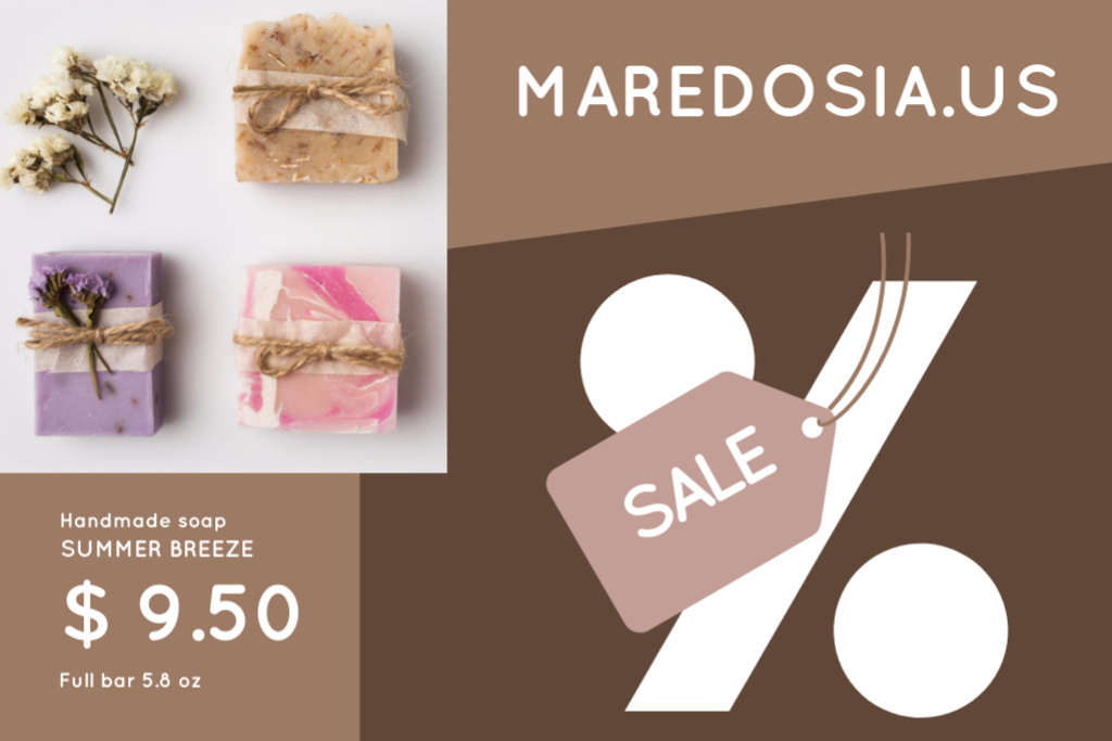 Safe Handmade Soap Bars Sale Offer In Brown Flyer 4x6in Horizontal Πρότυπο σχεδίασης