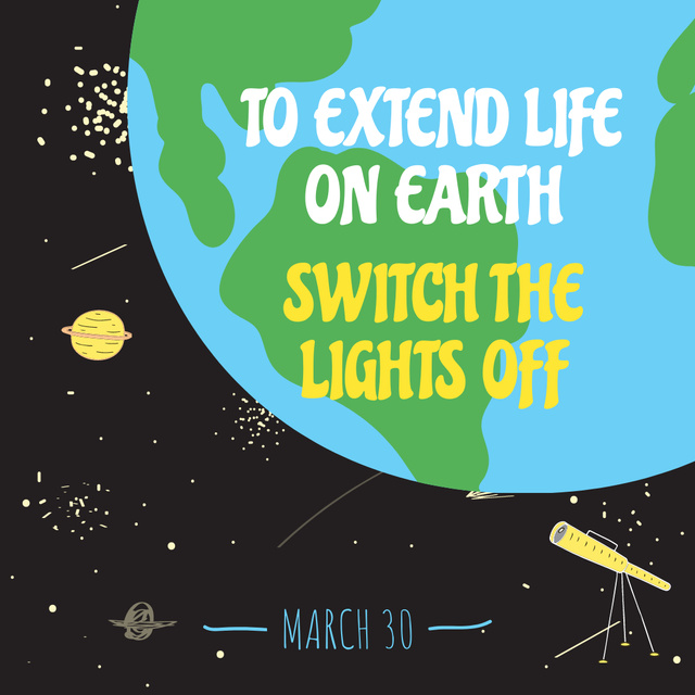 Planet view on Earth hour Instagram AD – шаблон для дизайна