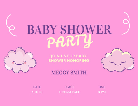 Baby Shower Party Announcement Invitation 13.9x10.7cm Horizontal Design Template