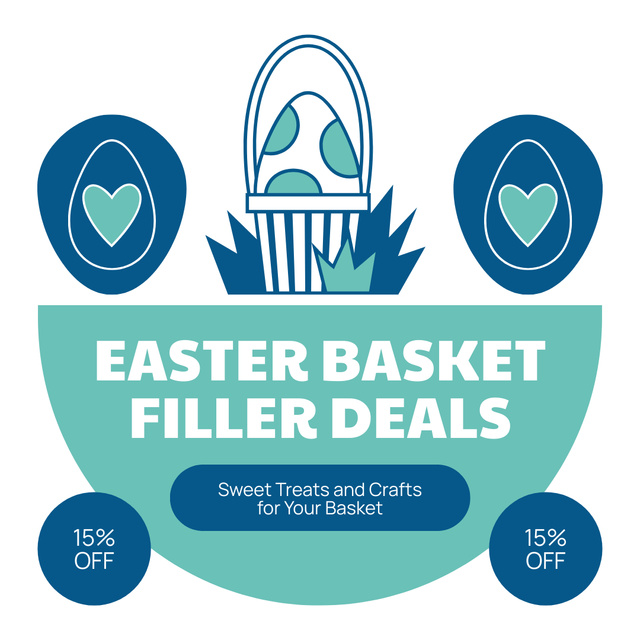 Easter Baskets Sale Offer with Cute Illustration Animated Post Modelo de Design