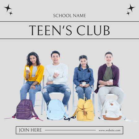 Template di design Teen's Club Per Adolescenti In Beige Instagram