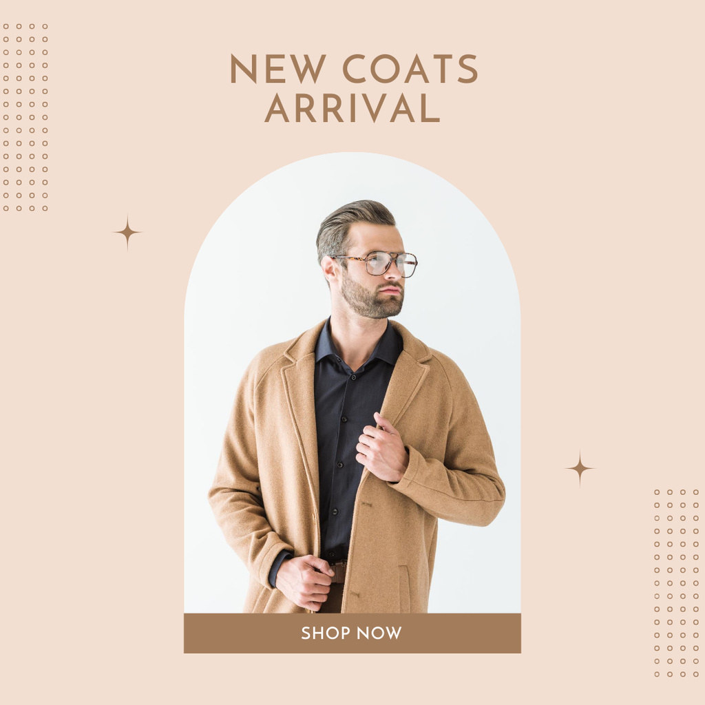 Male Coats Arrival Anouncement Instagram Design Template