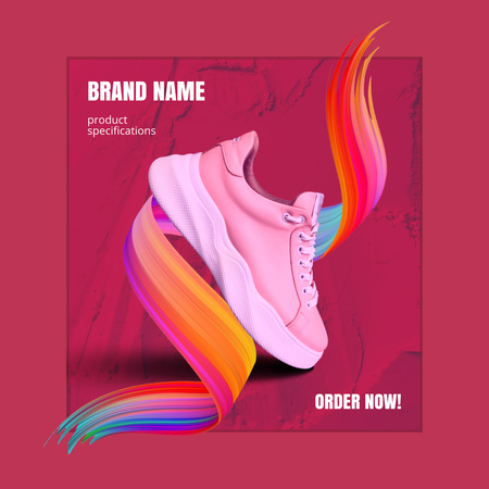 Sale of Stylish Pink Sneakers Instagram Design Template