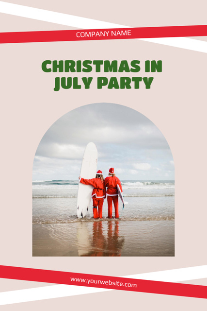 Fantastic Christmas Holiday Party in July with Santa Claus Flyer 4x6in Design Template