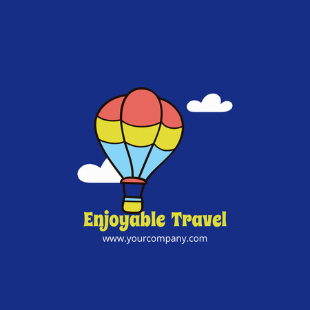 Oferta de Viagem com Balão de Ar Quente Animated Logo Modelo de Design