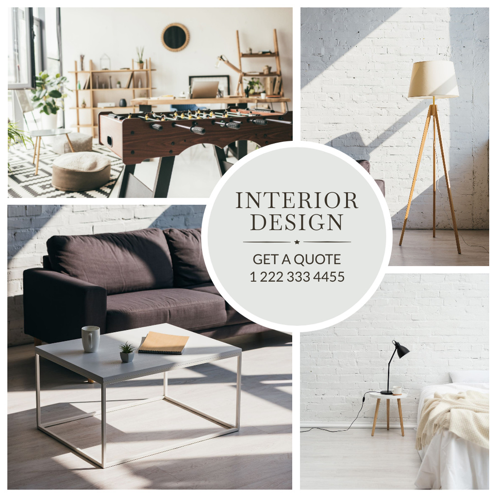 Interior Design Collage Grey and Brown Instagram AD tervezősablon