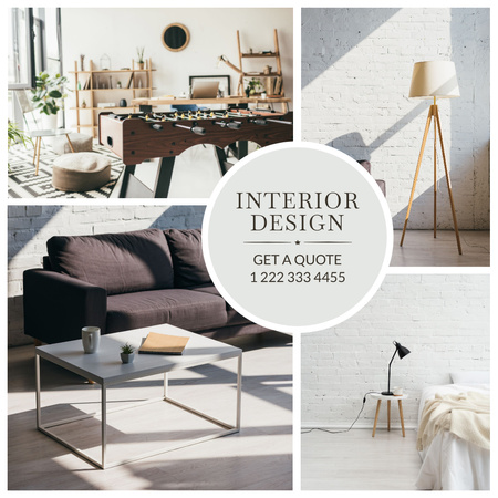 Designvorlage Interior Design Collage Grey and Brown für Instagram AD