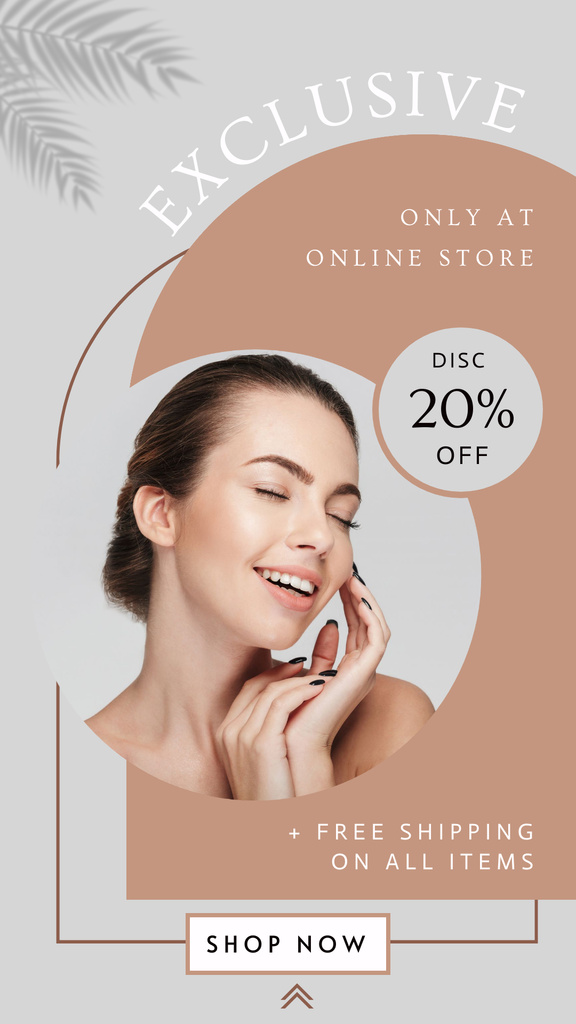 Cosmetics Online Store Ad With Discounts For All Items Instagram Story tervezősablon