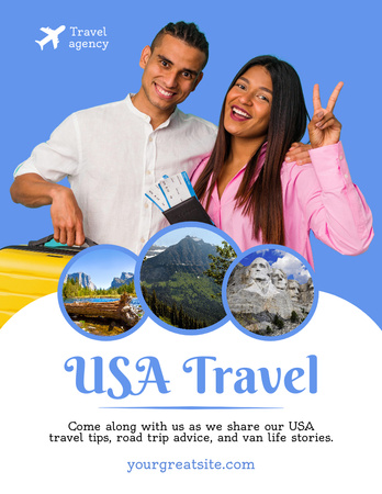 Plantilla de diseño de Serene Travel Oferta de viaje con visitas turísticas Poster 8.5x11in 