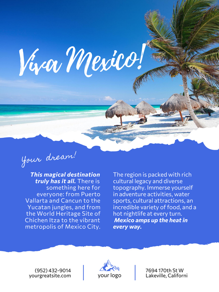 Travel Tour in Mexico Poster US Design Template