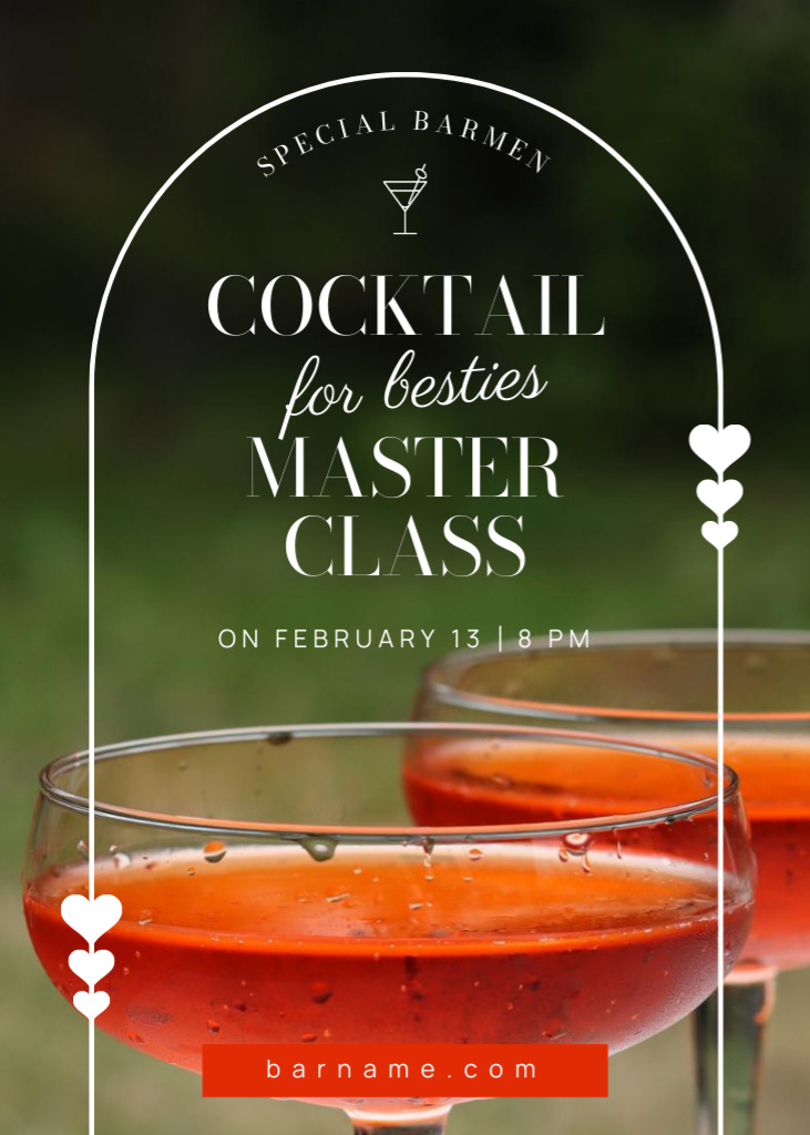 Lovely Cocktail Masterclass For Besties on Galentine's Day Flayer – шаблон для дизайну