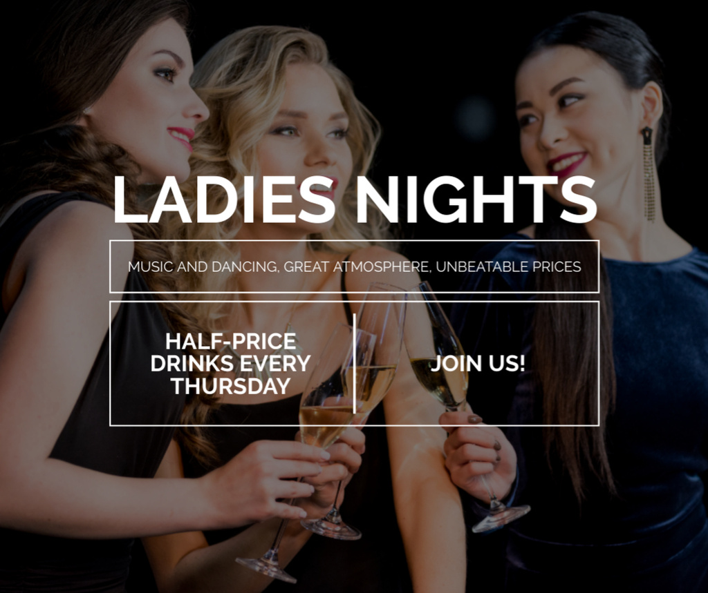 Platilla de diseño Half Price Champagne for Women's Night Facebook