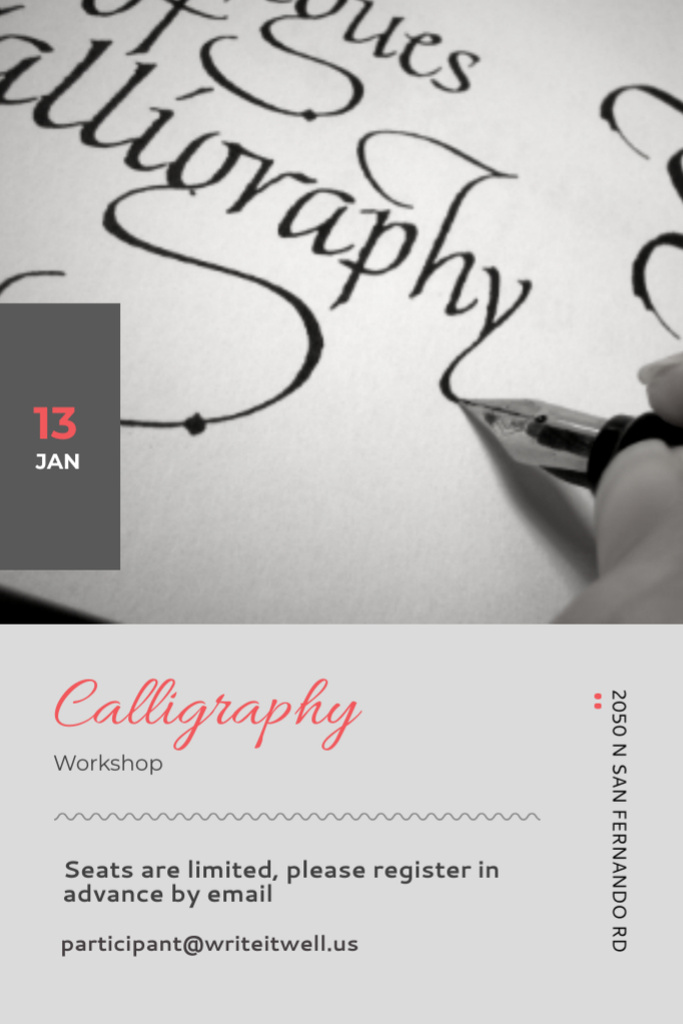 Announcement of Calligraphy Training Flyer 4x6in Design Template