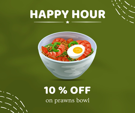 Happy Hour on Prawns Bowl Facebook Design Template