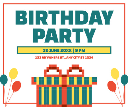 Simple Invitation to Birthday Party Facebook Tasarım Şablonu