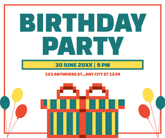 Simple Invitation to Birthday Party Facebook Πρότυπο σχεδίασης