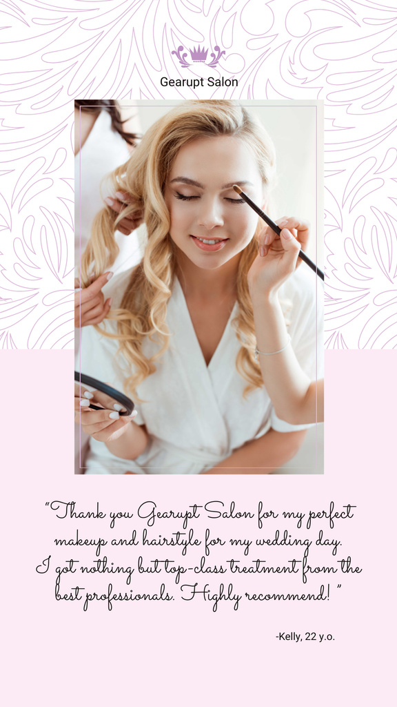 Beauty Quote Beautician Applying Makeup Instagram Story Šablona návrhu