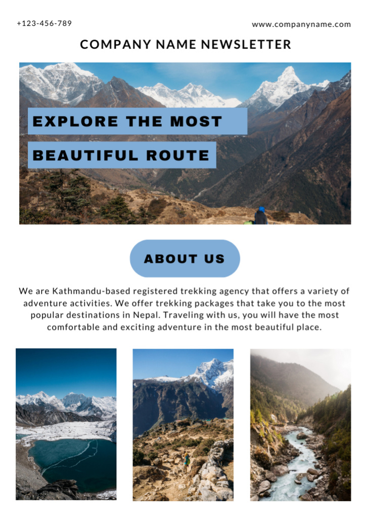 Beautiful Travel Route in Nepal Newsletter – шаблон для дизайну
