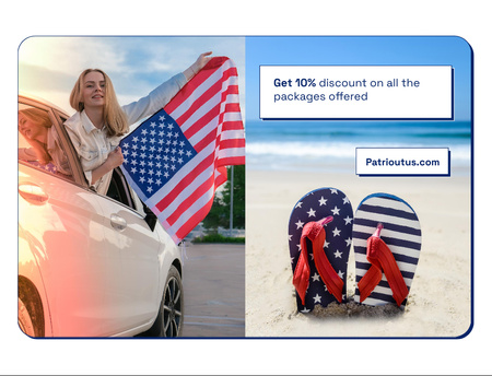 USA Independence Day Vacation Sale Offer Postcard 4.2x5.5in Design Template