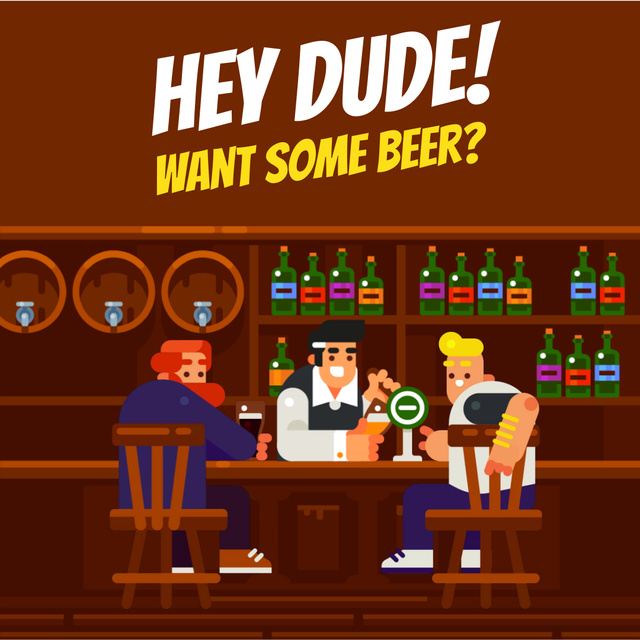 Men Enjoying Drinks at the Bar Animated Post – шаблон для дизайна