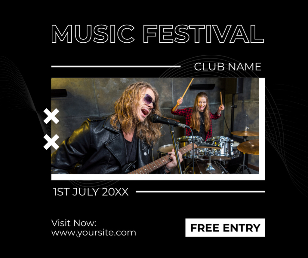 Rock Band on Music Festival Facebook – шаблон для дизайну