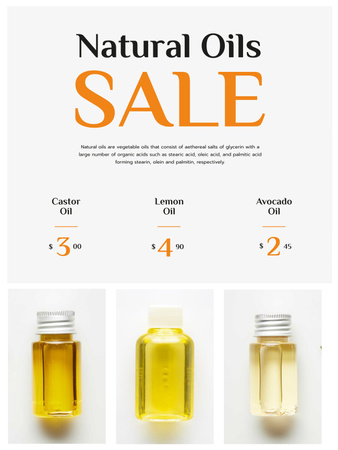 Beauty Products Sale with Natural Oil in Bottles Poster US Design Template